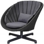 Cane-line Otočné nízké křeslo Peacock, 91x93x85 cm, rám hliník, výplet lanko Soft Rope dark grey, bez polstrů – Hledejceny.cz