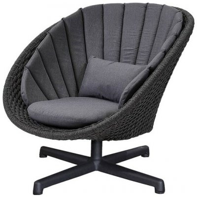 Cane-line Otočné nízké křeslo Peacock, 91x93x85 cm, rám hliník, výplet lanko Soft Rope dark grey, bez polstrů – Hledejceny.cz