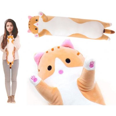 Dampod Shop Plyšový polštář dlouhá kočka oranžová 50 cm – Zboží Mobilmania