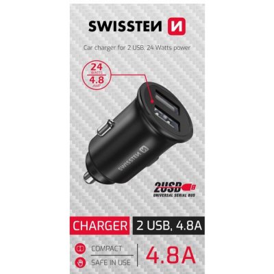 SWISSTEN CL ADAPTÉR 2x USB 4,8A METAL ČERNÝ (SAMOPRODAVAČ) – Zbozi.Blesk.cz