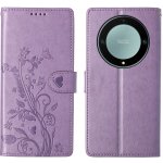 Flowers knížkové pouzdro na Honor Magic 8 Lite 5G - světlefialové – Hledejceny.cz