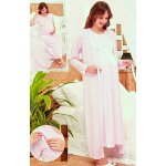 Kojící a těhotenská košilka a župan v kompletu v dlouhé délce s puntíky 1G0605 růžová – Hledejceny.cz