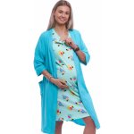 Těhotenský set košilka a župan vzor barevní ptáčci 1G0703 modrá – Hledejceny.cz