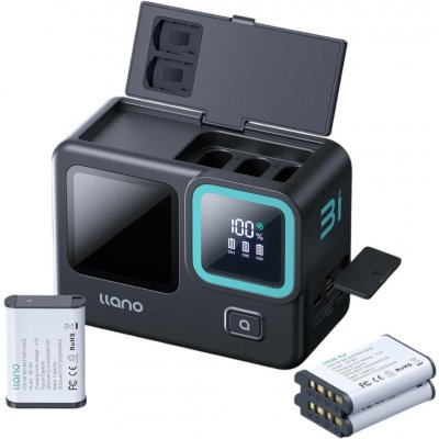LLANO 3-in-1 Battery Charger Power Bank LCD NP-BX1 – Zboží Živě