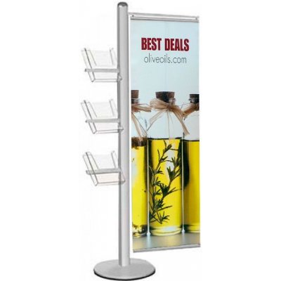 A-Z Reklama CZ Stojan Freestand - Držák banneru 70 cm a 3x zásobník na A4 – Zboží Mobilmania