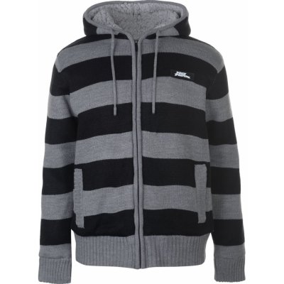 No Fear Knitted fleece Hoody mens grey marl/black