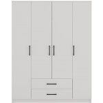 Topeshop Romana 160 KPLB skříň/šatník 11 police/polic 4 dveře/dveří Bílá – Sleviste.cz