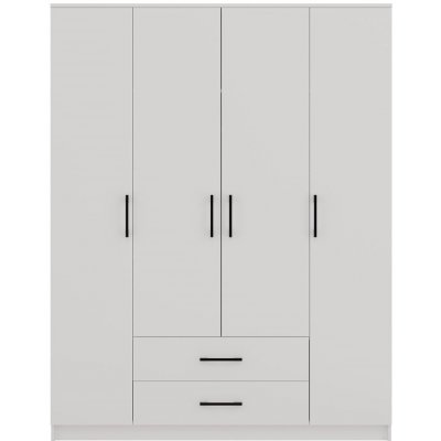 Topeshop Romana 160 KPLB skříň/šatník 11 police/polic 4 dveře/dveří Bílá – Sleviste.cz