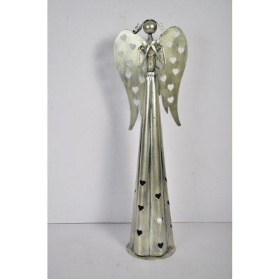 Lepaso Plechový srdíčkový anděl na čajovou svíčku 53 cm champagne 123161 015 BNM-75-00153-21 – Zboží Dáma