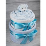 PASTELL Decor Plenkový dort dvoupatrový pro chlapečka - medvídek Velikost plenek: Vel. 3 - Miminko váží 4 až 9 kg, Velikost oblečení: 50 - Miminku jsou 0 až 2 m – Zboží Dáma