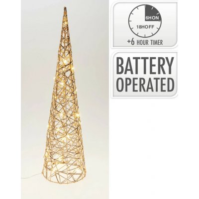 Koopman Vánoční dekorace kovový stromek 20 LED teplá bílá, zlatá, pr. 12 x 40 cm – Hledejceny.cz