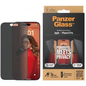 PanzerGlass Privacy Apple iPhone 15 Pro s instalačním rámečkem P2810
