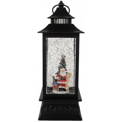 Clayre & Eef Černá vánoční lucerna sněžítko s LED osvětlením Santa - 10*10*28 cm / 3*AAA – Hledejceny.cz