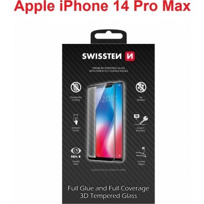 SWISSTEN ULTRA DURABLE 3D FULL GLUE GLASS APPLE IPHONE 14 PRO MAX ČERNÉ 8595217480285 – Zboží Živě