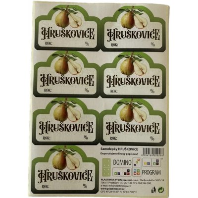 Samolepící etikety na láhve HRUŠKOVICE, arch 7ks – Zboží Dáma