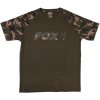 Rybářské tričko, svetr, mikina Fox Triko Camo Khaki Chest Print T-Shirt