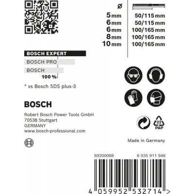 Bosch Sada vrtáků do kladiv EXPERT SDS plus-7X, 5/6/6/8/10 mm, 5 ks 2608900197 – Zboží Mobilmania