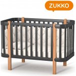 Gekko Kids přístavná rostoucí postýlka Zukko 120 x 60 cm grafitová / přírodní buk – Zboží Dáma