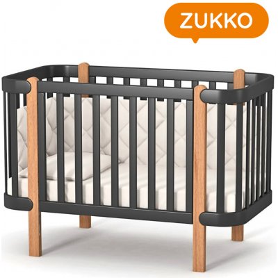 Gekko Kids přístavná rostoucí postýlka Zukko 120 x 60 cm grafitová / přírodní buk – Zboží Dáma