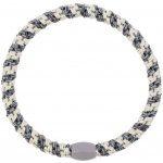 KKNEKKI Gumička do vlasů Kknekki Slim Silver Grey Stripe, stříbrná barva, textil – Zboží Dáma