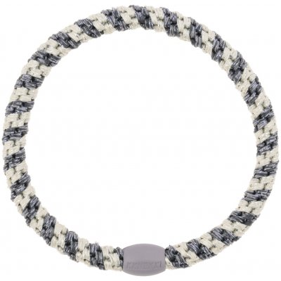 KKNEKKI Gumička do vlasů Kknekki Slim Silver Grey Stripe, stříbrná barva, textil – Zboží Dáma