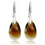 Swarovski Elements Pear krystal stříbrné visací hnědé slzičky kapky 51039.3 Topaz Blend hnědá bronzovo béžová žíhaná – Zboží Dáma