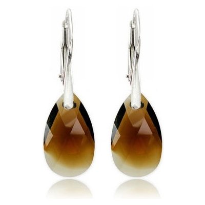 Swarovski Elements Pear krystal stříbrné visací hnědé slzičky kapky 51039.3 Topaz Blend hnědá bronzovo béžová žíhaná – Zbozi.Blesk.cz