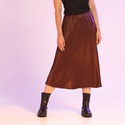 Blancheporte polodlouhá saténová sukně švestková – Zboží Dáma