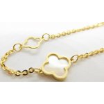 Klenoty Budín dámský zlatý náramek s bílým smaltem čtyřlístky pro štěstí HK7078 – Zboží Mobilmania