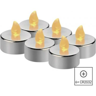 EMOS DCCV12 vánoční dekorace čajová svíčka stříbrná LED 3,8cm 0,06W vintage, 6-set, incl. CR2032 – Hledejceny.cz
