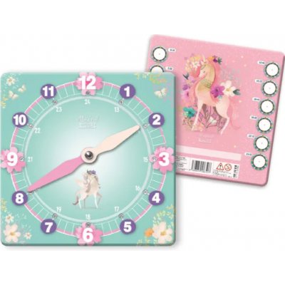 Papírové hodiny, procvičovací, JEDNOROŽEC, 21 cm, 1 kus – Sleviste.cz