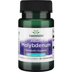 Swanson Molybdenum Chelated molybden glycinát v chelátové vazbě 400 mcg 60 rostlinných kapslí