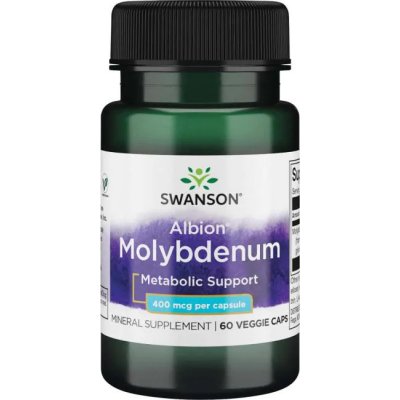 Swanson Molybdenum Chelated molybden glycinát v chelátové vazbě 400 mcg 60 rostlinných kapslí