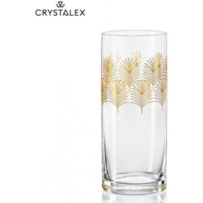 Crystalex, Nový Bor Skleněná váza 26 cm válec zlaté palmy – Hledejceny.cz