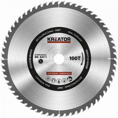 KREATOR KRT020433 - Pilový kotouč na dřevo 315mm, 100T