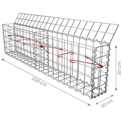 Gabionový koš bez víka 200 x 20 x 50 cm - oko sítě 10x5 cm – Zboží Mobilmania