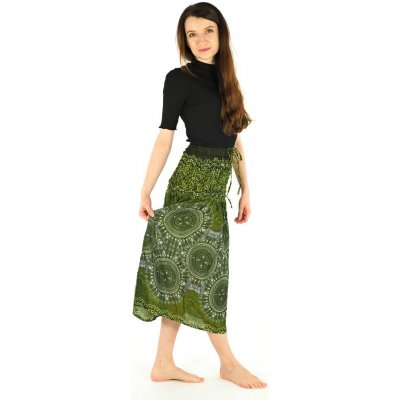 Thai Mandala sukně midi zelená