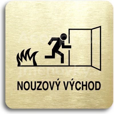 ACCEPT Piktogram nouzový východ III - zlatá tabulka - černý tisk bez rámečku – Sleviste.cz