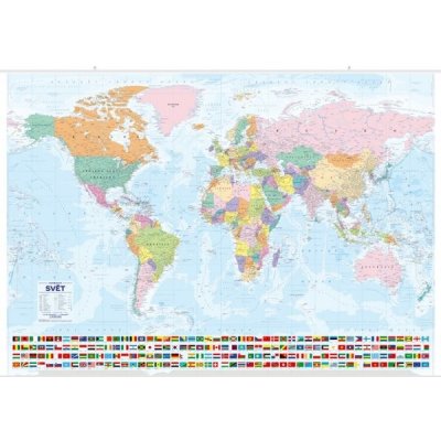Svět nástěnná politická mapa s vlajkami – Zboží Mobilmania