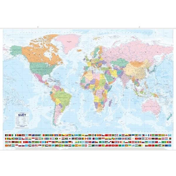 Nástěnné mapy Svět nástěnná politická mapa s vlajkami