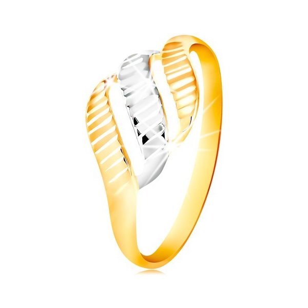 Šperky Eshop zlatý prsten 585 tři vlnky ze žlutého a bílého zlata blýskavé  zářezy S3GG212.22 od 3 492 Kč - Heureka.cz