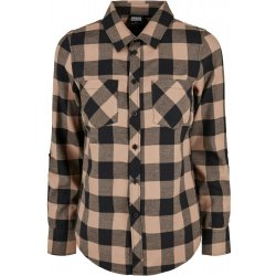 Ladies Turnup Checked Flanell shirt black/softtaupe