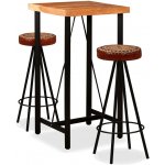 Vidaxl 3 kusy dřevo, kůže, plátno – Zbozi.Blesk.cz