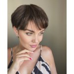 Pixie paruka z pravých a umělých vlasů Coralie tmavě hnědá – Zboží Mobilmania
