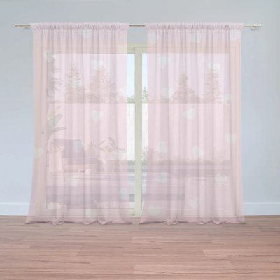 Sablio Záclony Růžová srdíčka: 2ks 150x250cm – Hledejceny.cz