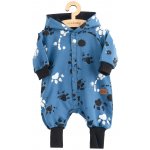 New Baby Kojenecký bavlněný overal s kapucí a oušky Paw modrý – Zboží Dáma
