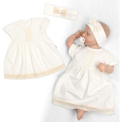 Baby Nellys Luxusní šatičky s krajkou Sofia krátkým rukávek – Zboží Dáma