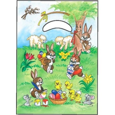 Anděl Taška igelitová velikonoční zajíčci pod stromem – Zboží Živě