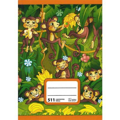 PAPÍRNY BRNO Školní sešit 511 se 2 pomocnými linkami Opičky – Zboží Mobilmania