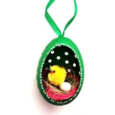 Velikonoční Husí kraslice vrtaná s kuřátkem Zelený ornament – Hledejceny.cz